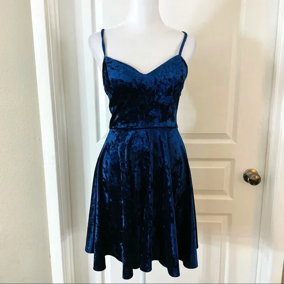 By & By Dresses | By & By Blue Velvet Fit And Flare Dress | Color: Blue | Size: S | Pattygirl254's Closet